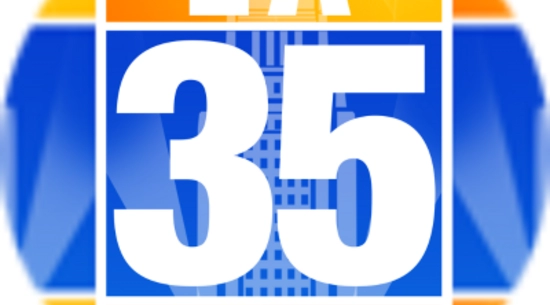 Channel 35 logo with LA cityview