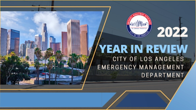 Opening frame of the 2022 YEAR IN REVIEW film for the City of Los Angeles Emergency Management Department